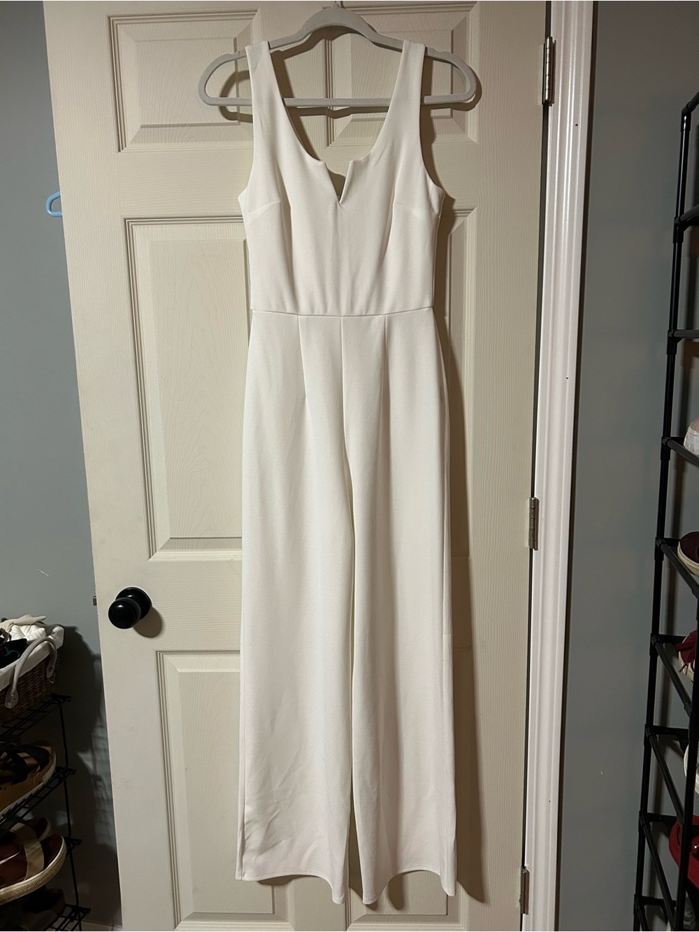 Altar'd State White V-Notch Sleeveless Jumpsuit